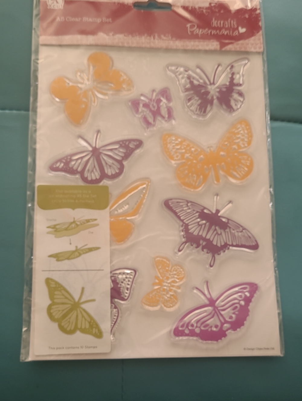 Craft Butterfly Clear Stamp Set - Purple & Yellow